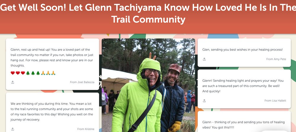 Get well soon board for Glenn from his running community